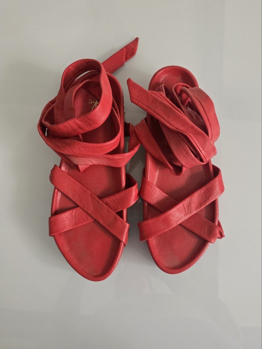 Women’s Beek Red Leather Wrap Sandals